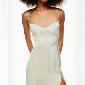 Wilfred Aritzia Glaze Satin Midi Dress Mint Green Bustier Slip Dress Size 8